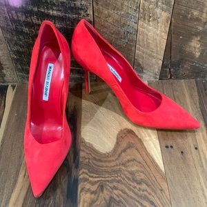 Manolo Blahnik red suede heel - never worn!Fabulous for the Holidays..!!!